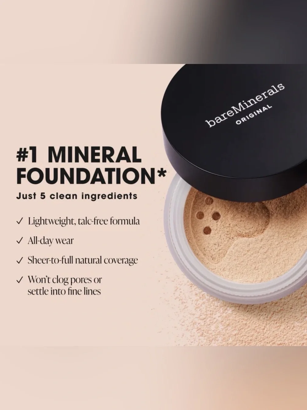 bareMinerals Loose Mineral Foundation - Medium Beige N20 with Black Lid